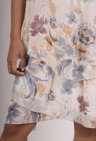 Sleeveless Layered Silk Dress - Italian