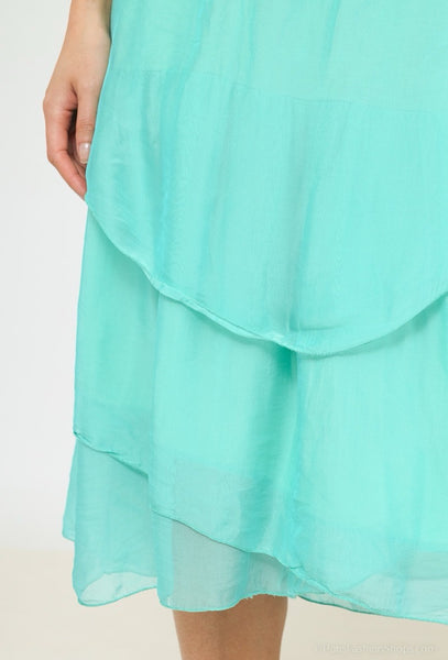 Sleeveless Layered Silk Dress - Italian