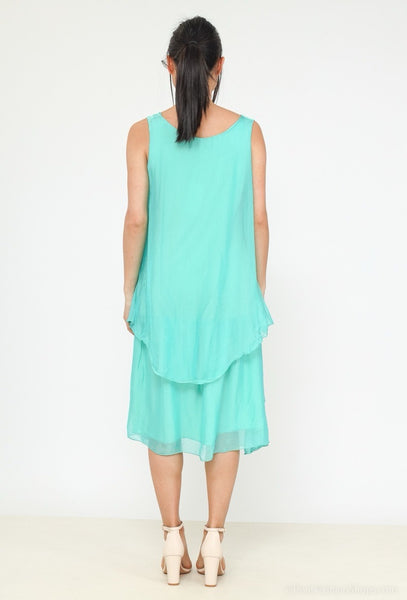 Sleeveless Layered Silk Dress - Italian
