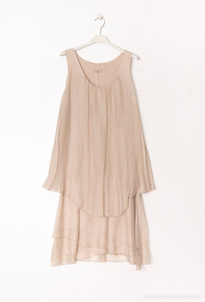 Sleeveless Layered Silk Dress - Italian