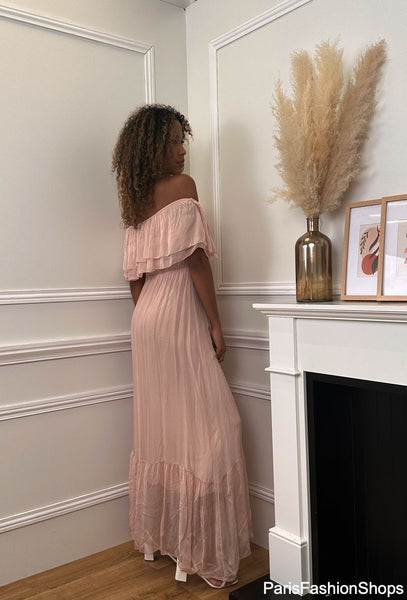 Long Drop Shoulder Silk Dress - Italian