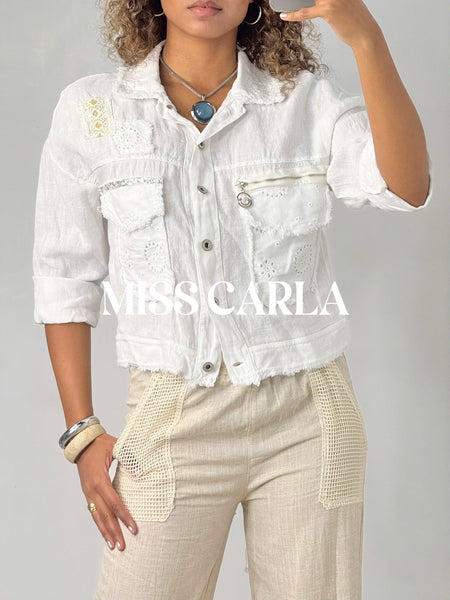 Linen Jacket With Embroidery