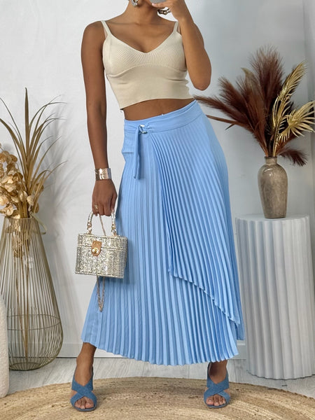 Wrap Long Pleated Skirt
