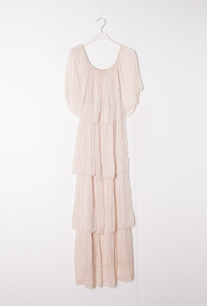 Drop Shoulder Layered Silk Dress - Italian