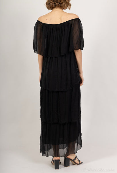 Drop Shoulder Layered Silk Dress - Italian