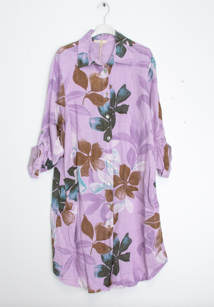 Floral Linen Dress - Italian