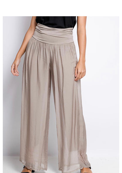 Wide Leg Silk Pants - Italian