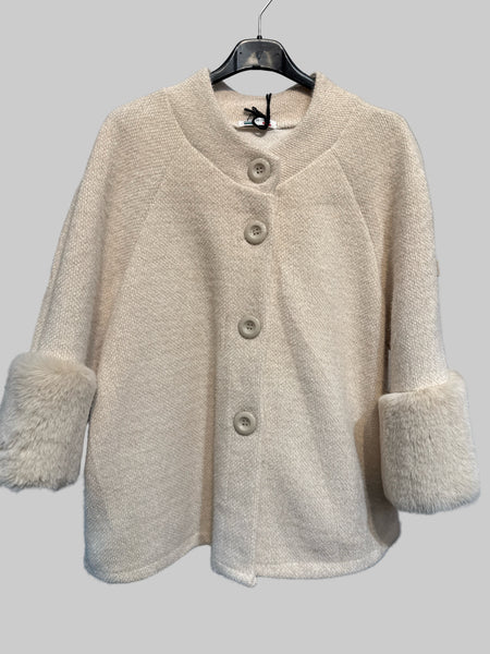 Fur/Trim Crop Cardigan