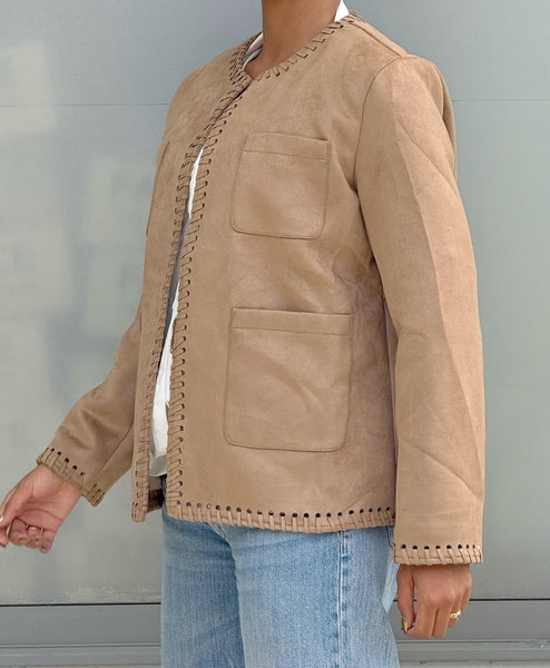 Ultra Suede Stitch Trim Jacket