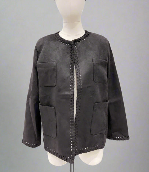 Ultra Suede Stitch Trim Jacket