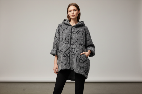 Boiled Wool Zipper Front Coat