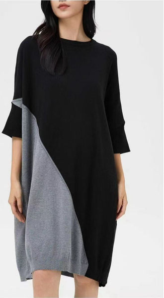 2 Tone Color Block Knit Dress