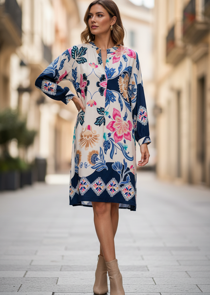 Long Sleeve Print Dress