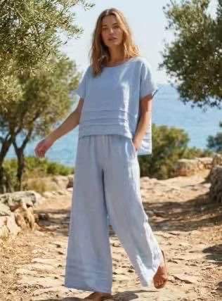 Detail Bottom Wide Leg Pants - Italian