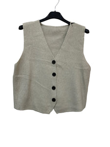 Short Button Front Rib Knit Vest