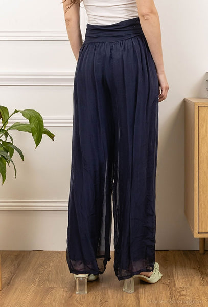 Wide Leg Silk Pants - Italian