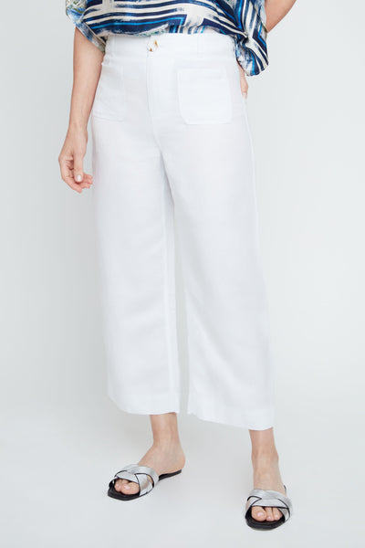 Linen Blend Crop Leg Pants