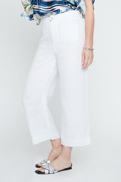Linen Blend Crop Leg Pants