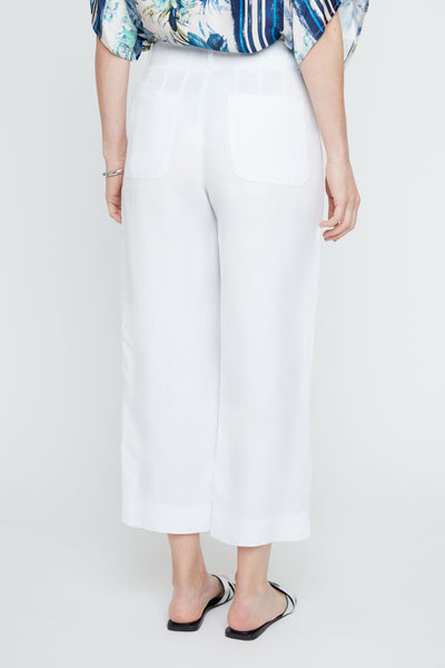 Linen Blend Crop Leg Pants