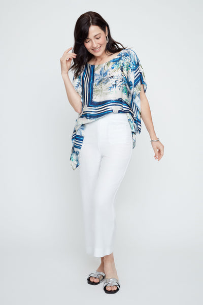 Linen Blend Crop Leg Pants