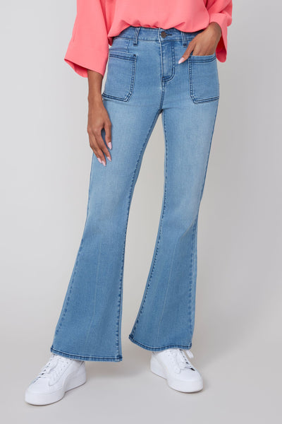 Cropped Wide Leg Denim Pants