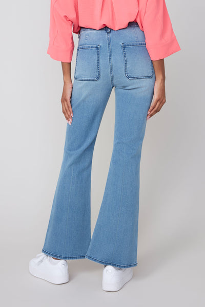Cropped Wide Leg Denim Pants
