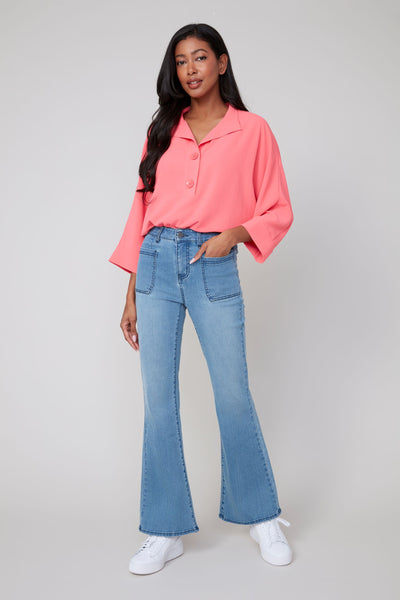 Cropped Wide Leg Denim Pants