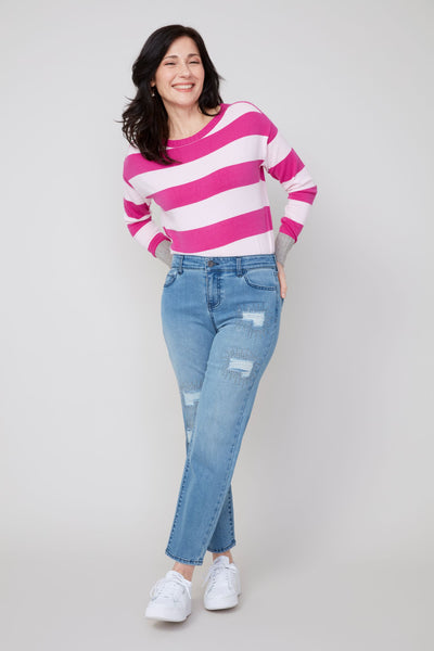 5 Pocket Ripped & Embellished Jeans