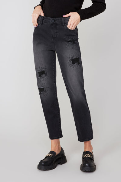 5 Pocket Ripped & Embellished Jeans