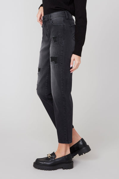 5 Pocket Ripped & Embellished Jeans