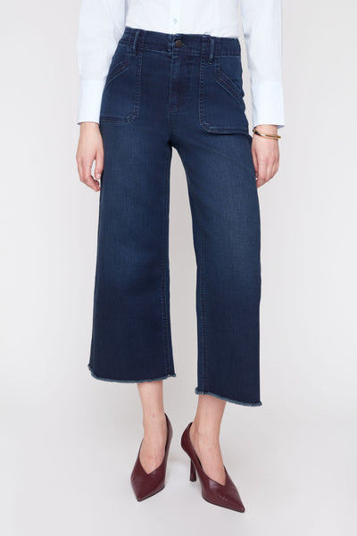 Cropped Wide Leg Denim Pants