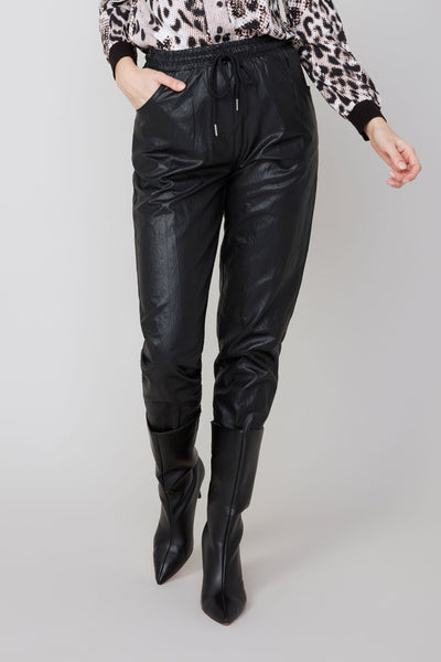 Crinkled Vegan Leather Pants