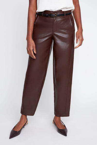 Barrel Leg Pleather Pants