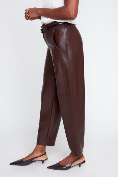 Barrel Leg Pleather Pants