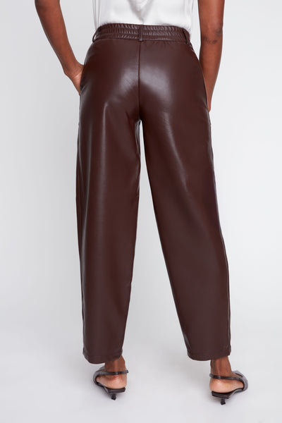 Barrel Leg Pleather Pants