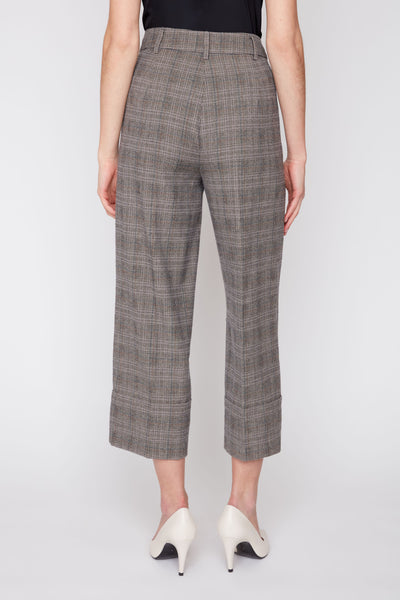 Cropped Check Pattern Pants