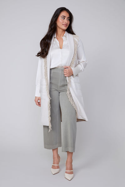 3/4 Brushed Knit Fringed Vest