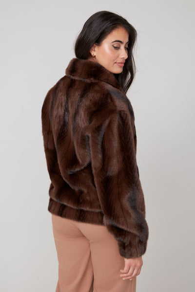 Zipper Front Fur Bomber Jacket