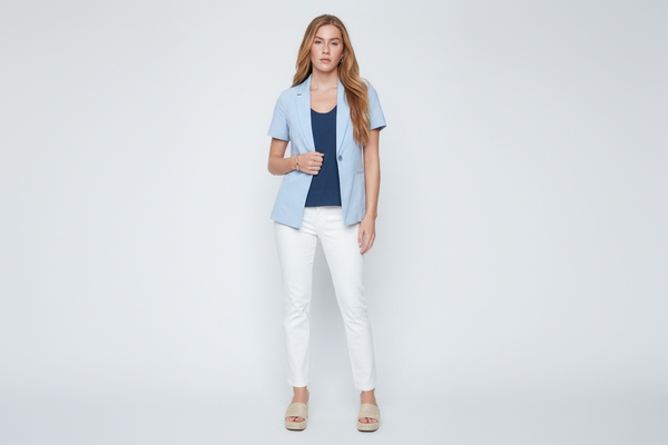 Short Sleeve Seersucker Stripe Blazer