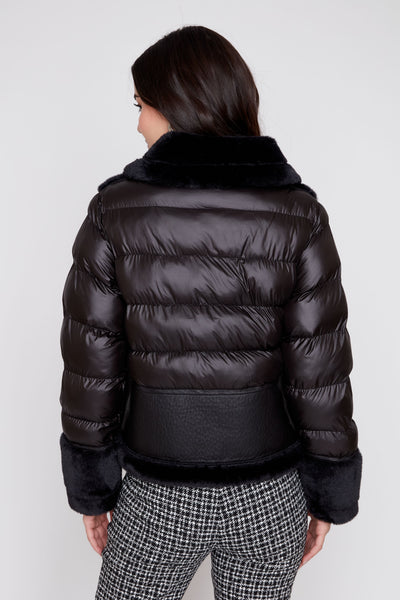 Pleather Bonded Faux Fur Jacket