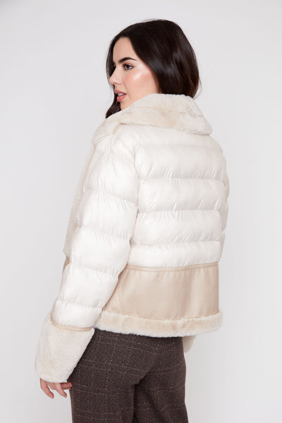 Pleather Bonded Faux Fur Jacket