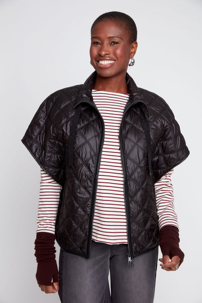 Zipper Front Quilted Poncho