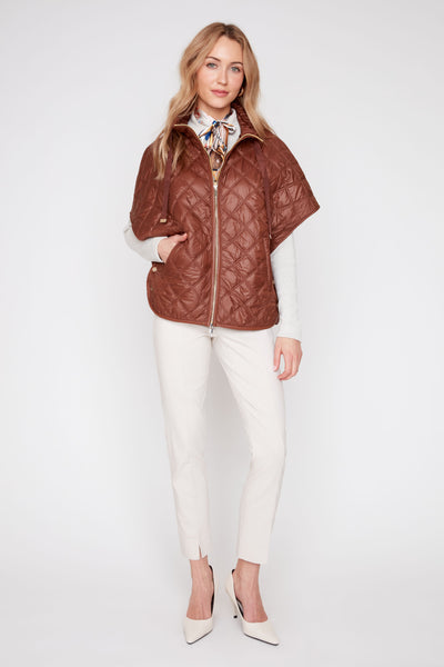 Zipper Front Quilted Poncho