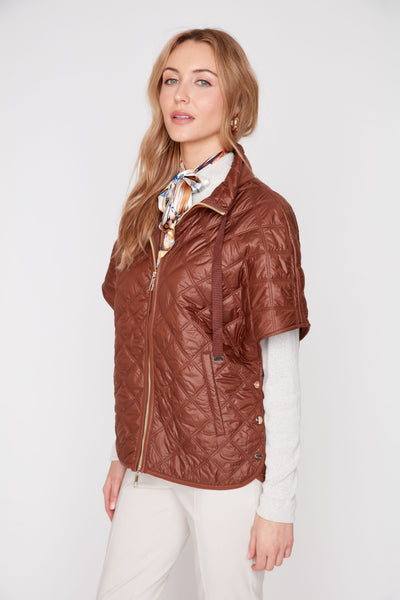 Zipper Front Quilted Poncho