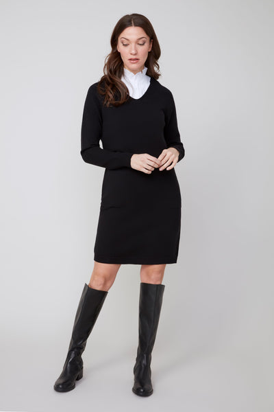 Long Sleeve Knit V-Neck Dress