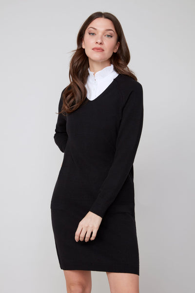 Long Sleeve Knit V-Neck Dress