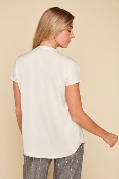 Cap Sleeve Pleat Front Blouse