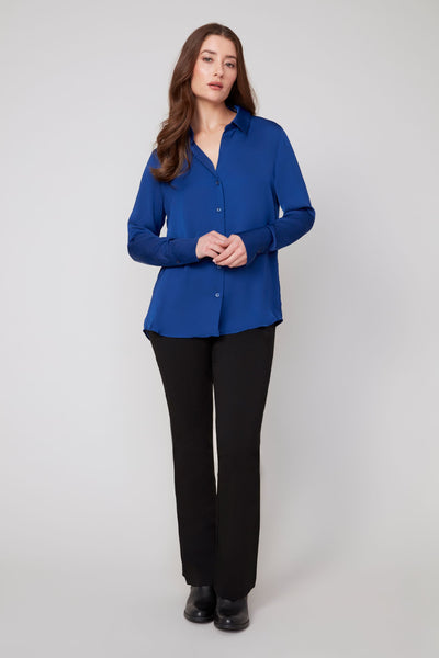 Long Sleeve Sateen Blouse