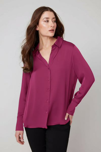 Long Sleeve Sateen Blouse