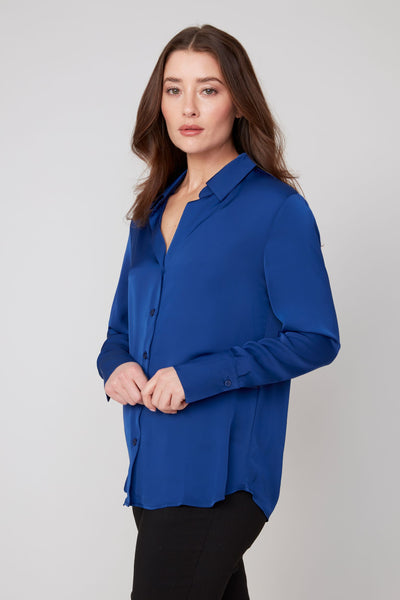 Long Sleeve Sateen Blouse